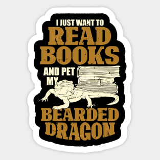 Bearded Dragon Reading Lover Gift Sticker